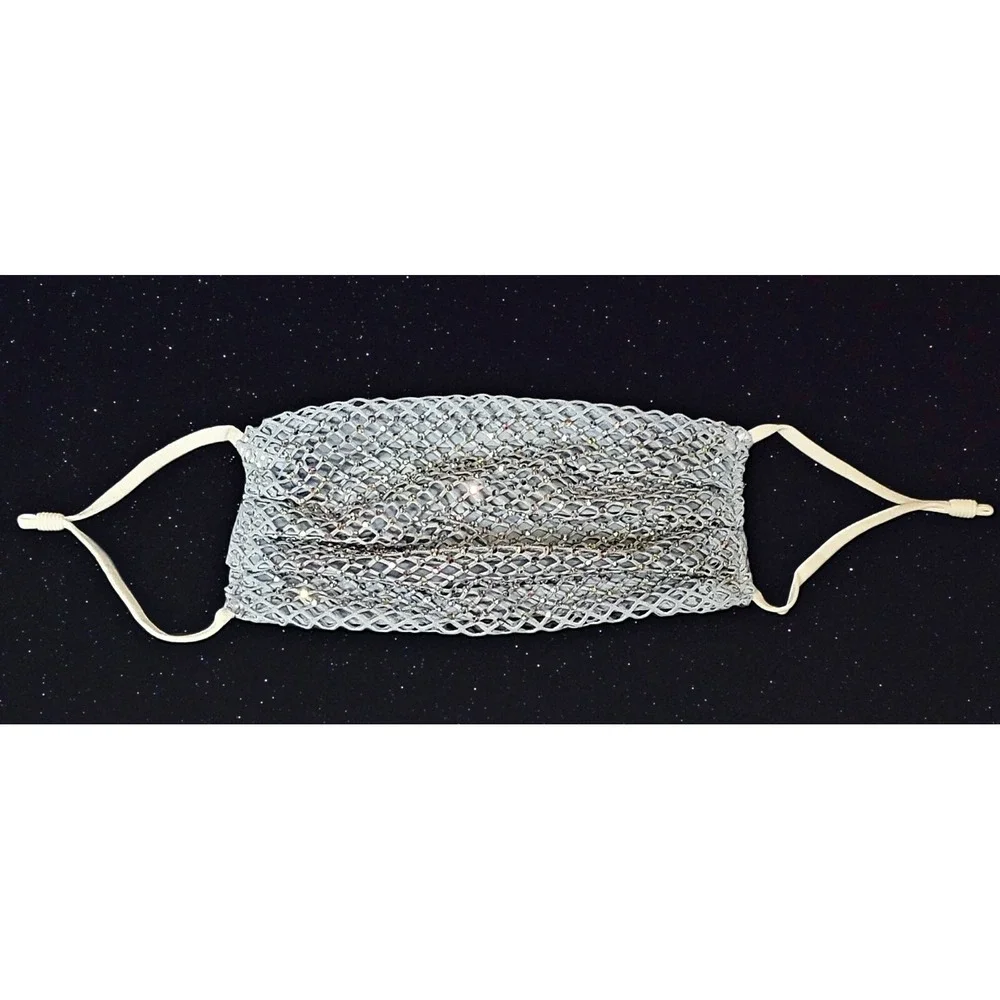 Handmade Quality Fashionable Light Blue Crystal Mesh Rhinestone Bling Face Mask